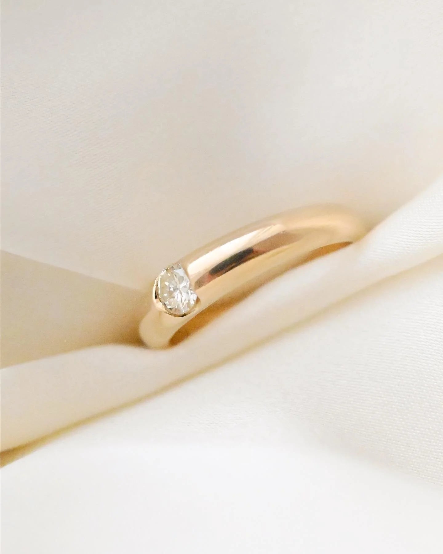 Gorg Stacking Band Danish Vintage w High Quality Diamond 18K Gold