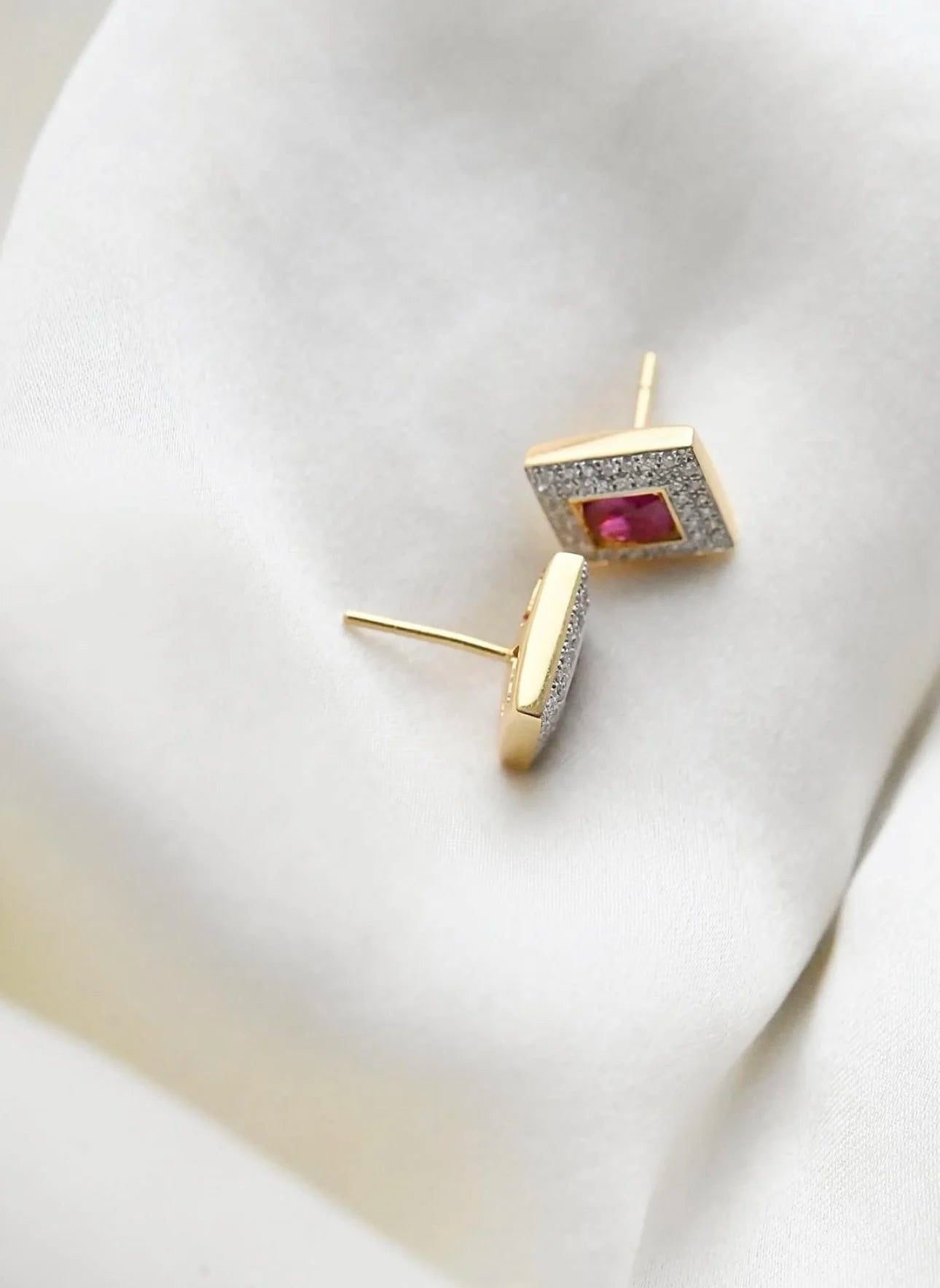 Ruby and Diamond Statement Earrings in 18K Gold 1980