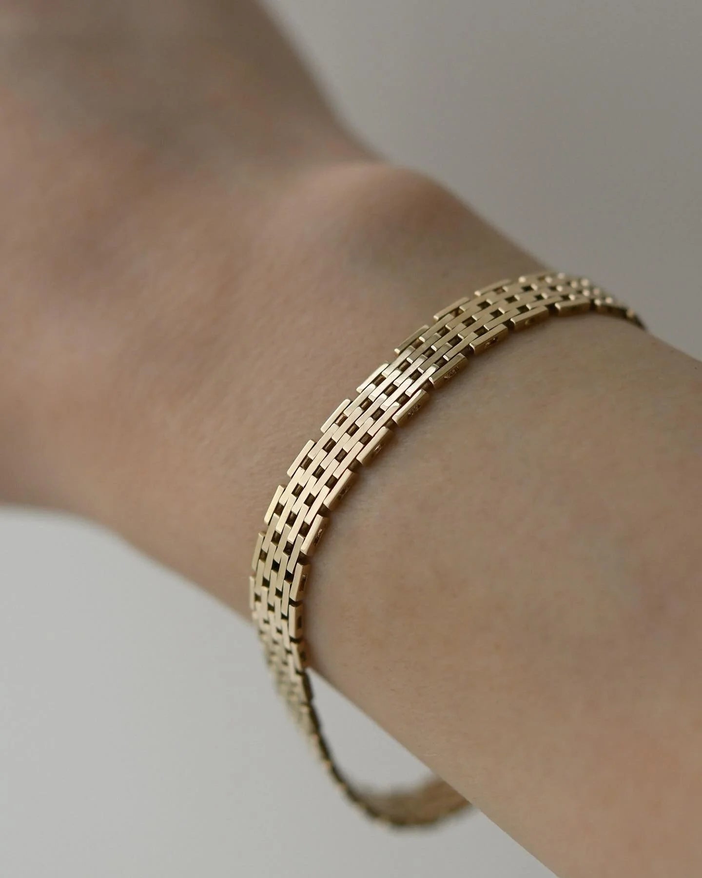 Stunning Danish Vintage Brick Link Bracelet 14K Gold
