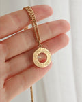 Vintage Pisces Zodiac Wheel Pendant 18K Gold
