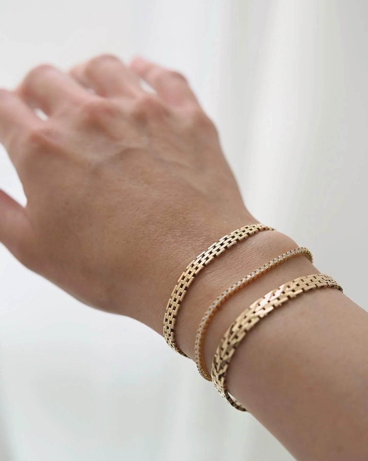 Classic Timeless Danish Vintage Brick Link Bracelet 14K Gold 1960