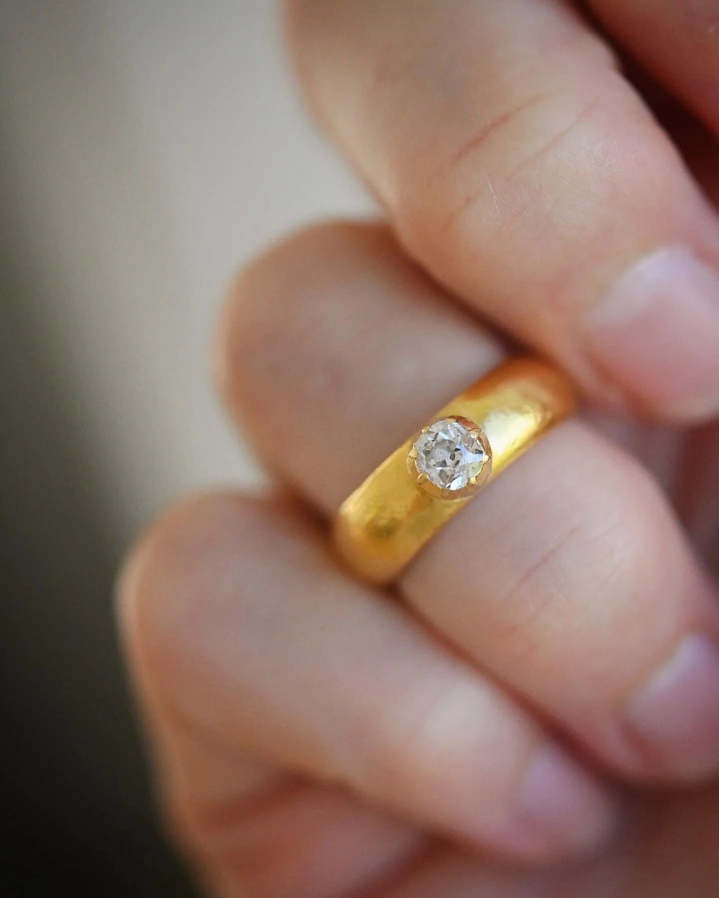 Total Dream Ring Antique W Old Cut Diamond 23K Gold 1895