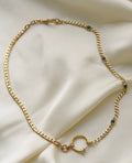 Vintage Curb Link Bracelet or Chain Extender w Sapphires 14K Gold 1980s