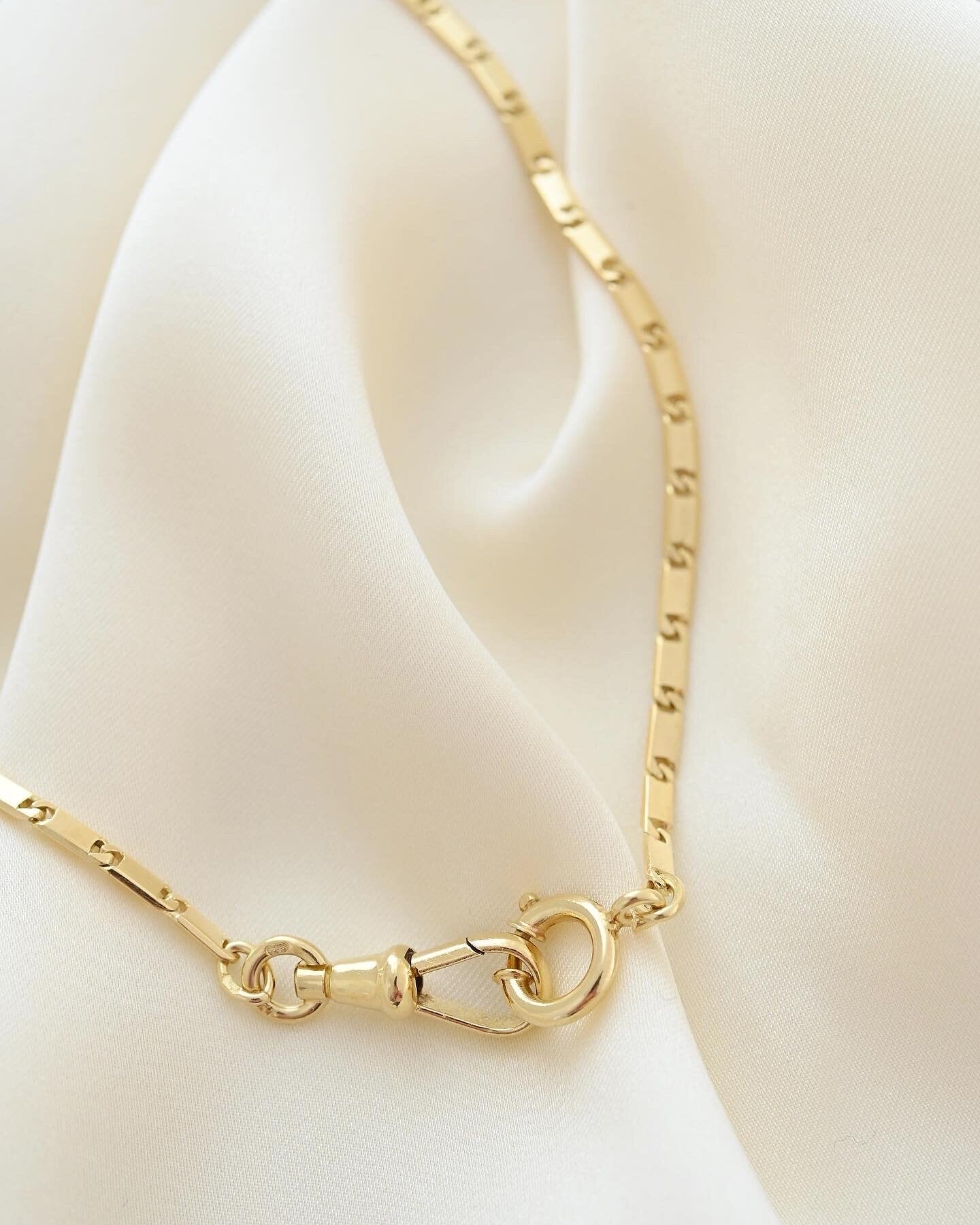 Rare 16.4 Inches Antique Swedish Watch Chain 18K Gold 1920s