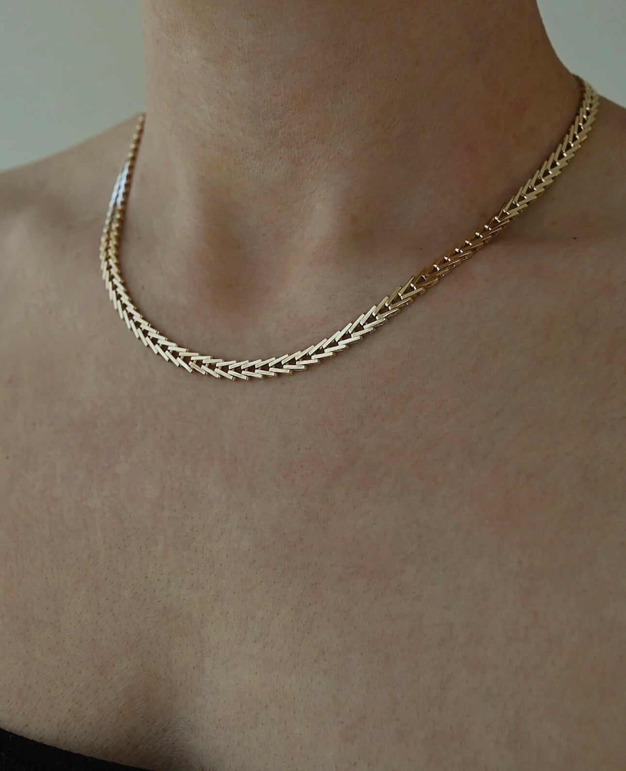 Rare Geneva Link Variation Necklace Danish Vintage 14K Gold 1970