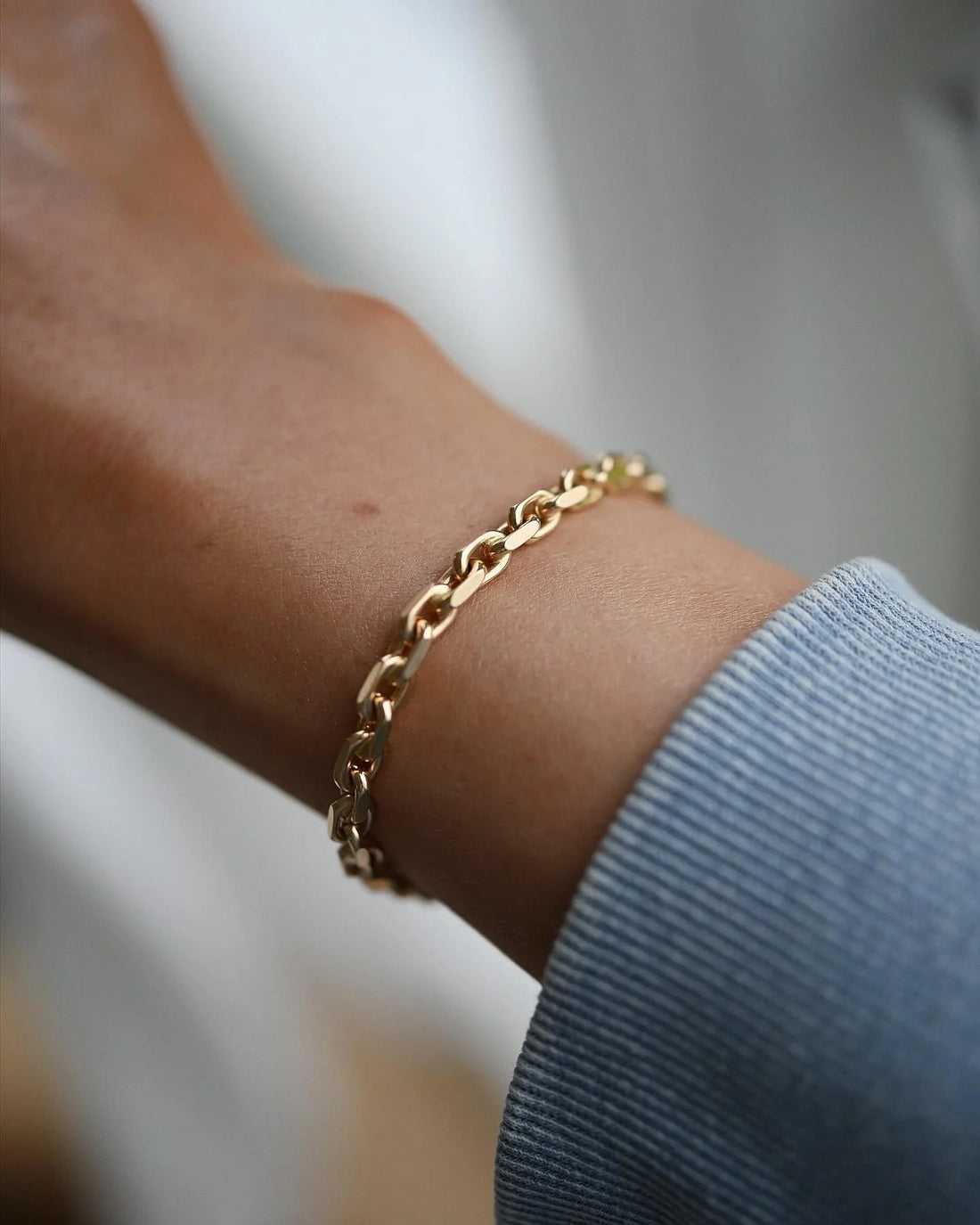 Magnificent Chunky Danish Vintage Biker Link Bracelet 14K Gold
