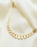 Danish Vintage Baby Brick Link Necklace by Tom Jensen 14K Gold 1970