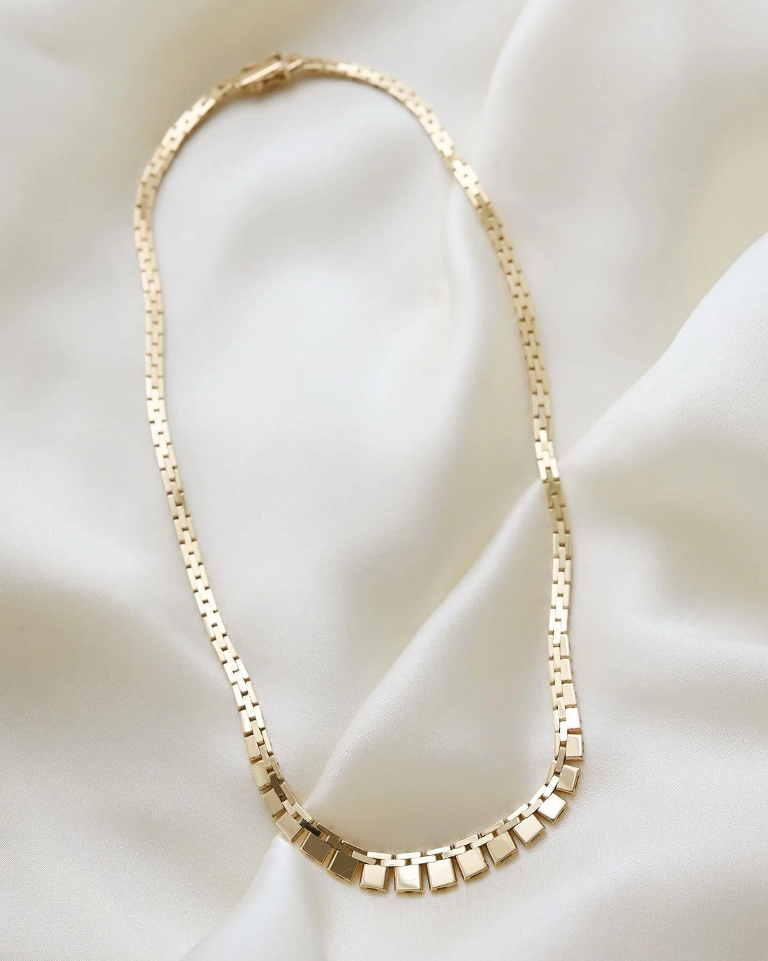 Versatile Vintage Baby Brick Link Necklace 14K Gold