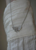 Antique Butterfly Necklace 18K White Gold 1920s