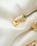 The Most Special Luxurious Danish Vintage Emerald x Diamonds Heart Ring 18K