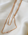 Amazing 32 Inches Looooong Italian Dog Clip Curb Link Necklace 18K Gold