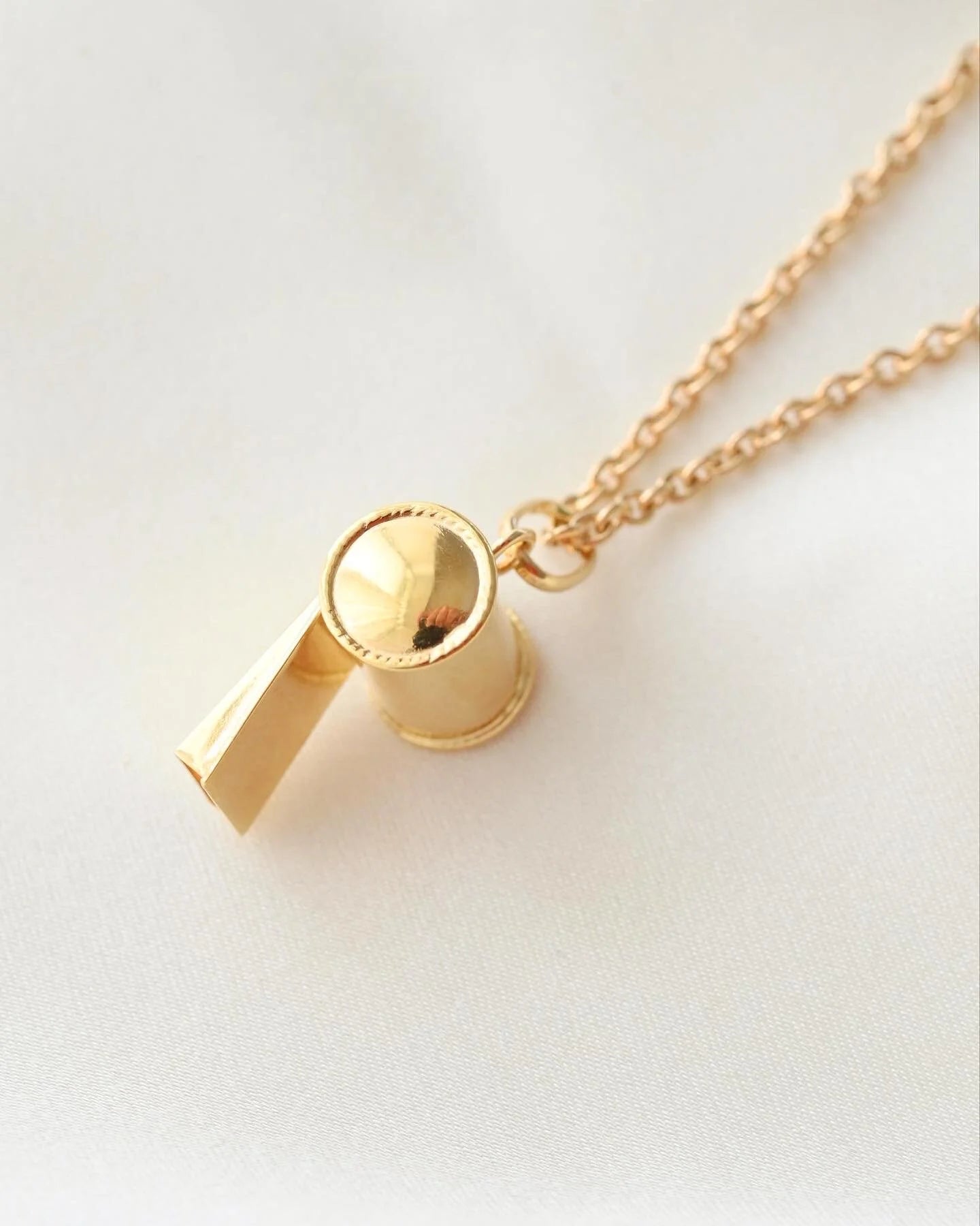 The Cutest Pendant of All A Swedish Vintage Mini Whistle Pendant on Chain 18K Gold