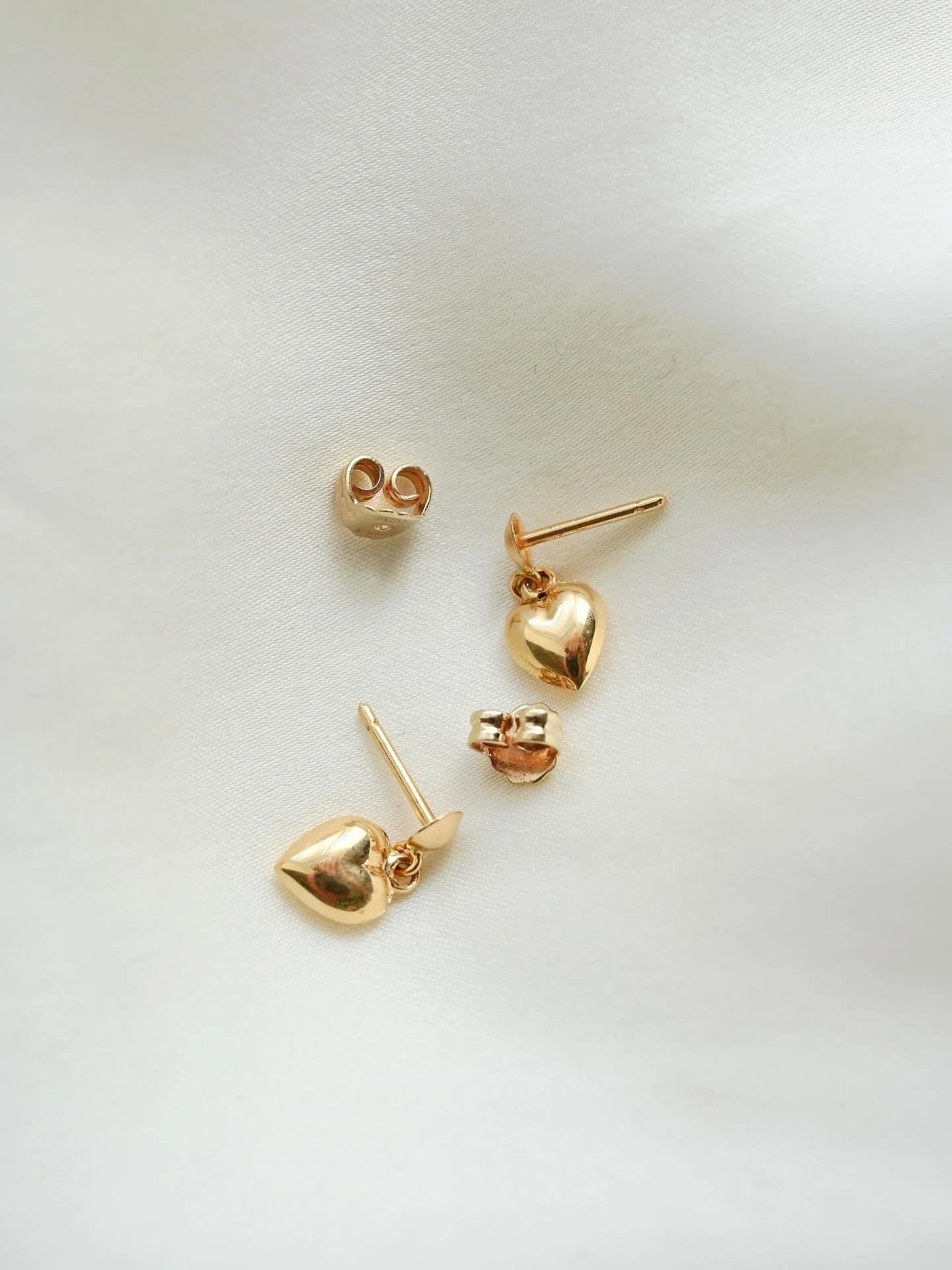 Puffy Heart Vintage Earrings 18K Gold