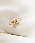 Antique French Lily Ring Ruby x Diamond Ring 14K Gold Beg 1900s