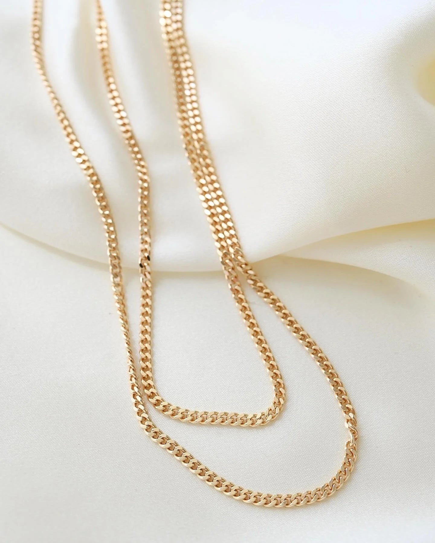 Super Long Super Versatile Curb Link Chain 14 Gold
