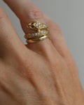 Extraordinary Beautiful Italian Serpent Ring w White and Pink Tourmalines 18K Gold 1940s