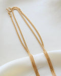 Long Wrap Around Once or Twice 27.4 Inches Faceted Italian Curb Link Necklace 18K Gold