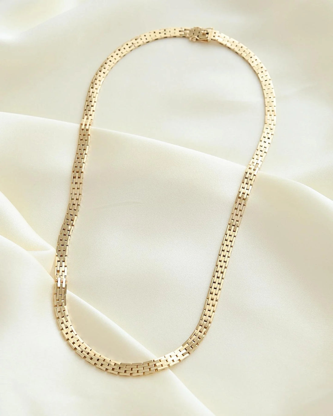 Beautiful Perfect Brick Link Necklace by Børge Printzen 14K Gold