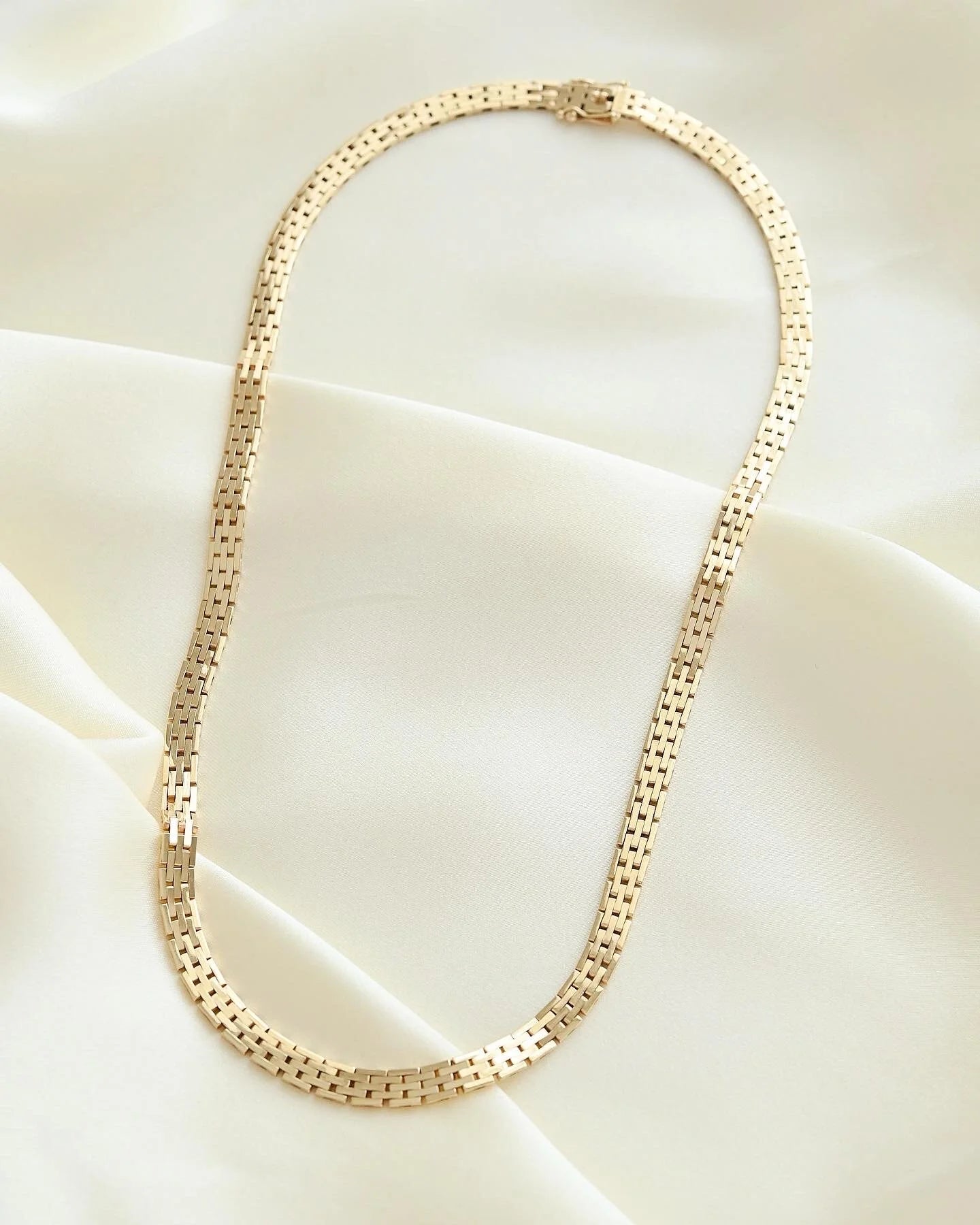Beautiful Perfect Brick Link Necklace by Børge Printzen 14K Gold