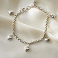 Adorable Victorian Rolo Link Bracelet with Puffy Hearts