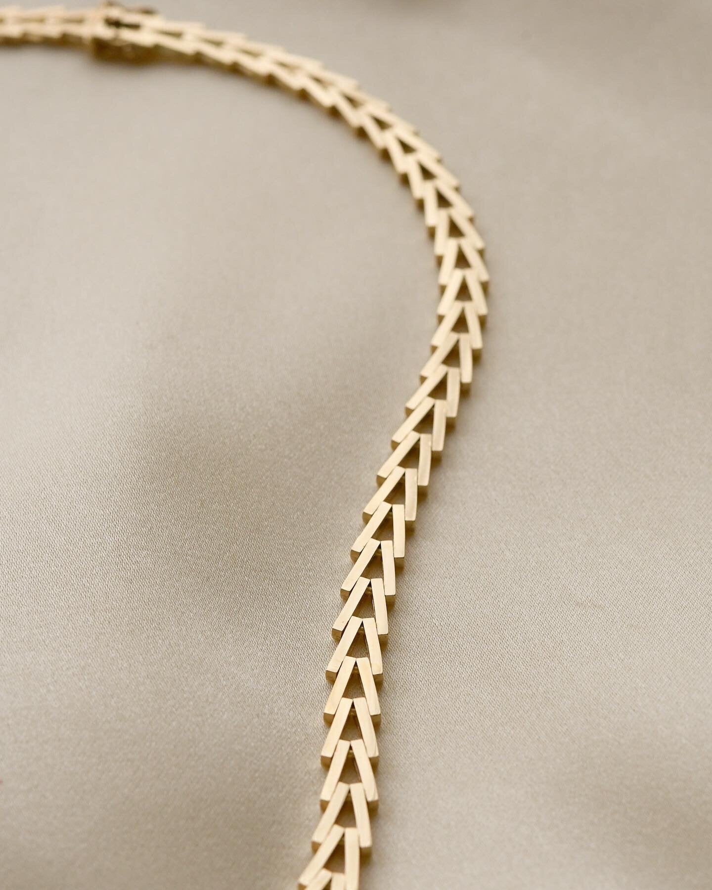 Danish Vintage Geneva Link Chain 14K Gold 1970s