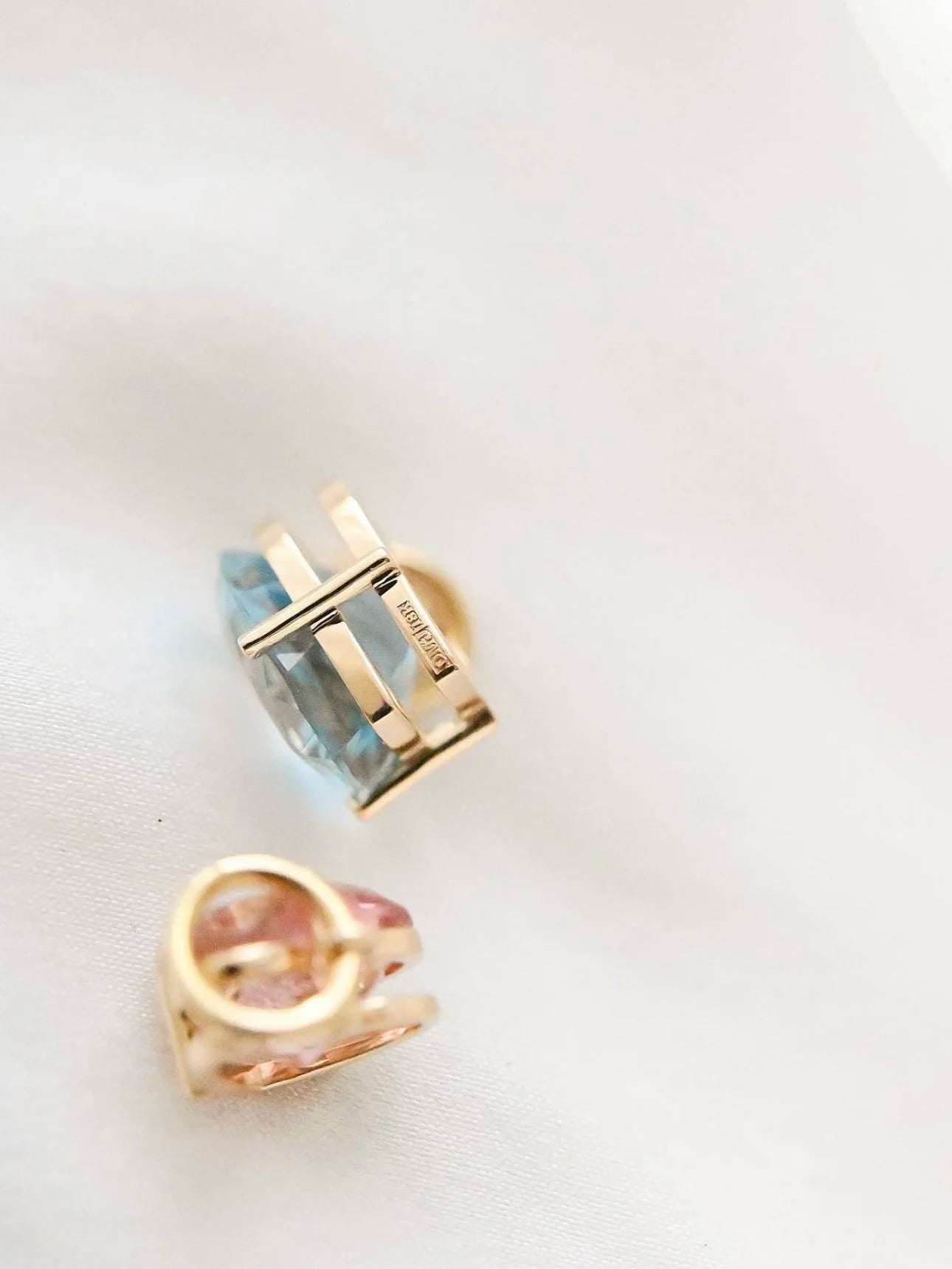 OMJ FINE JEWELRY The Cotton Candy Charms Heart Edition Natural Untreated Topaz and Tourmaline  18K Gold