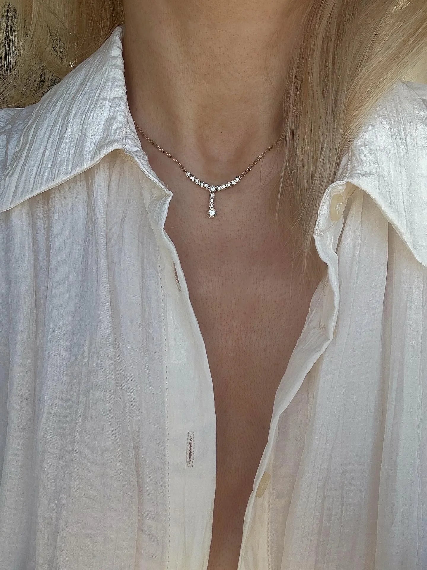 The Perfect 18K Solid Gold Diamond Drop Necklace