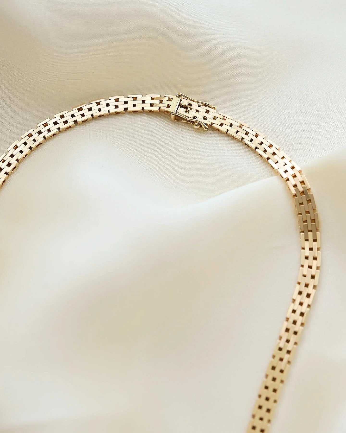 Beautiful Danish Brick Link Necklace by John Viggo Andersen 14K Gold 1960s