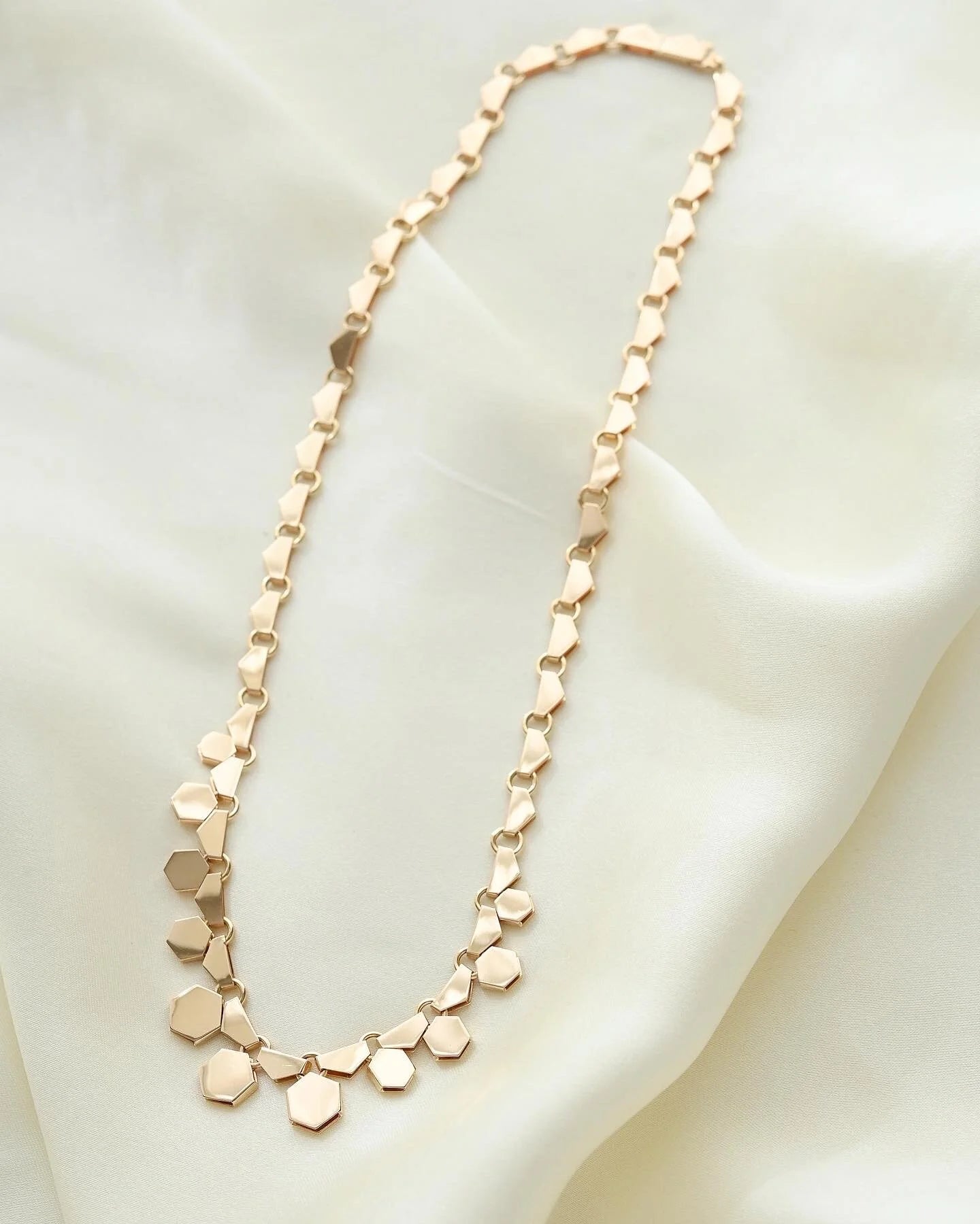 You Will Never Meet Anyone With This Danish Vintage Octagon Link Necklace 14K Gold 1960