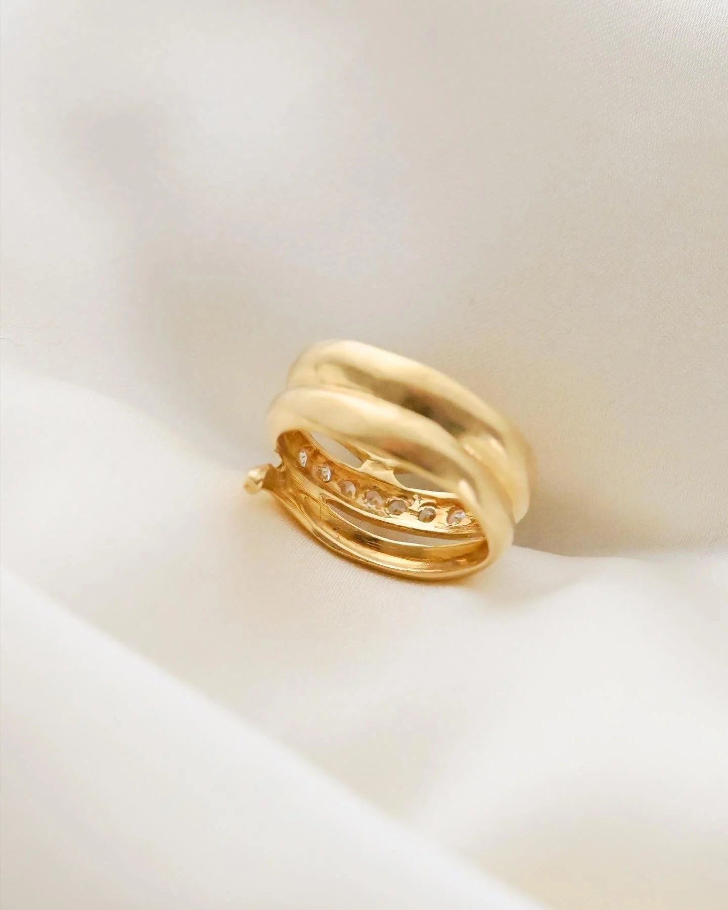 Extraordinary Beautiful Italian Serpent Ring w White and Pink Tourmalines 18K Gold 1940s
