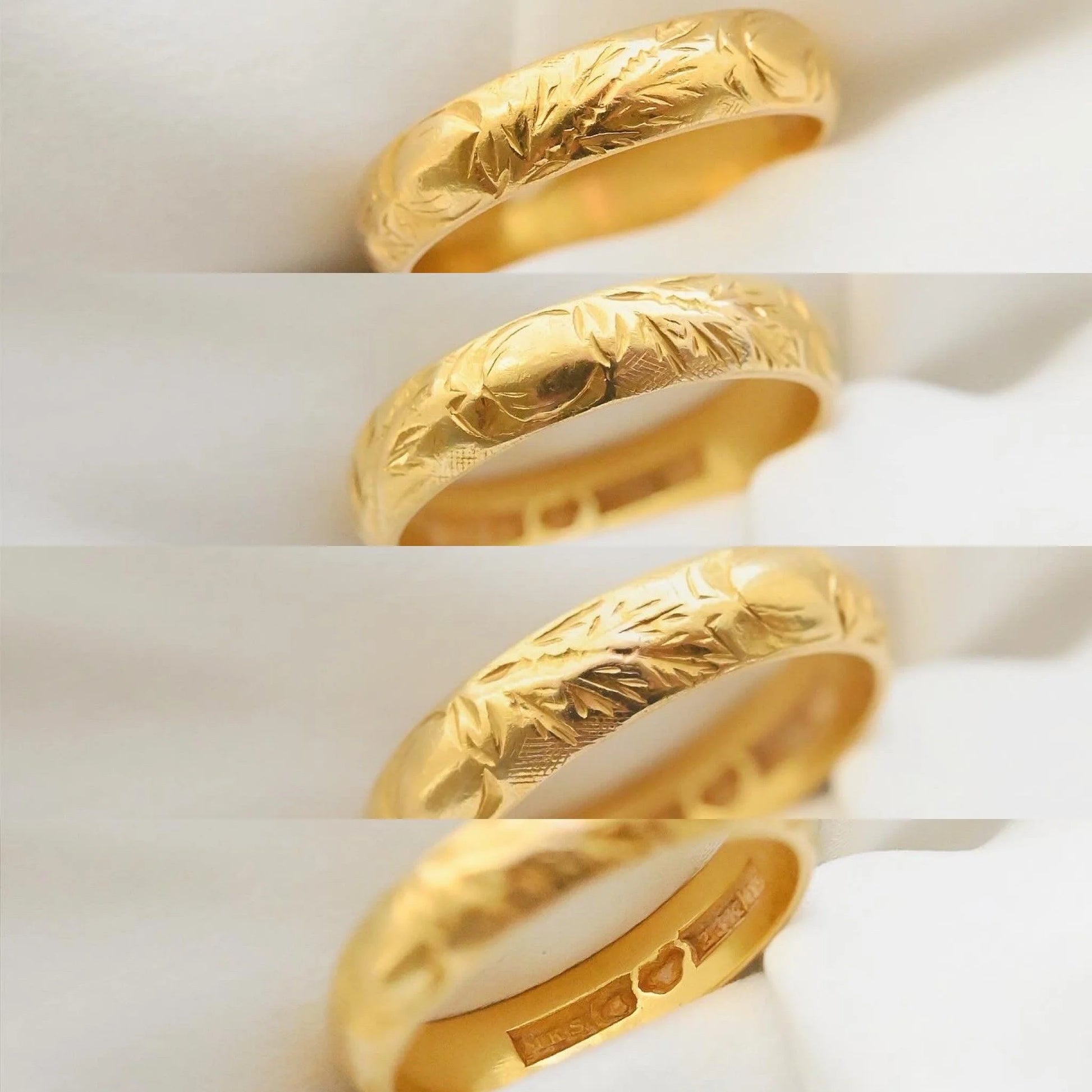 Extemely Pretty Heavy Old Engraved Wedding Band 23K Gold
