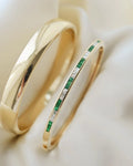 Stunning Carré Cut Emerald x Diamond Vintage Bangle 14K Gold