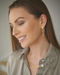 Shipping included! Cute Moon and Sapphire Cascade Earrings 18K Gold