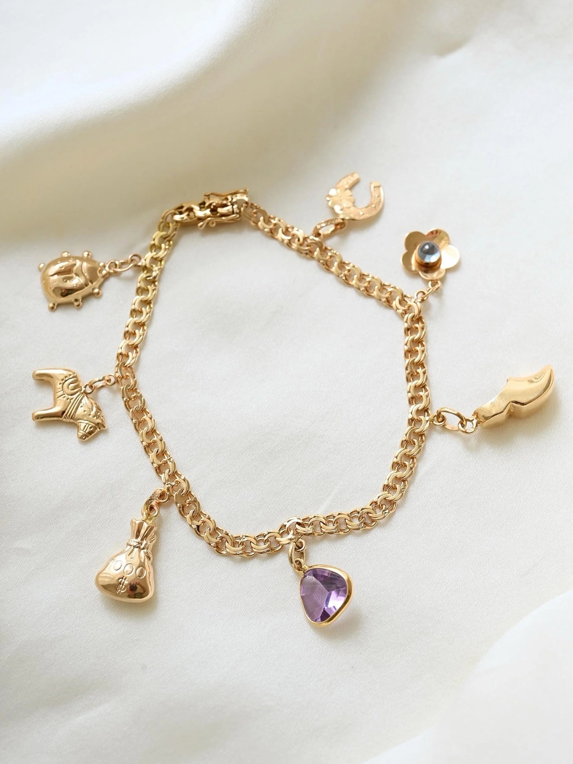 Superb Vintage Charm Bracelet 18K Gold Sweden 1958