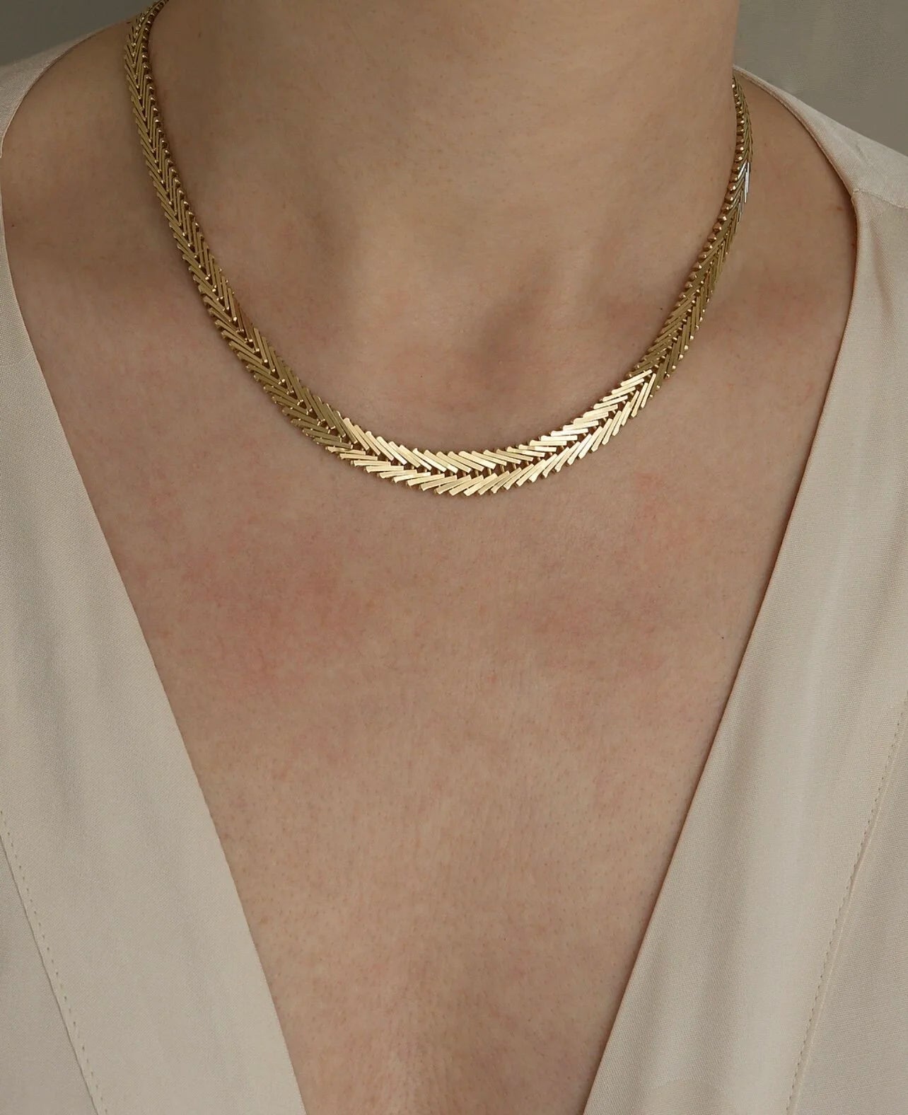 Amazing Geneva Link Necklace Vintage by Torben Andersen 14K Gold 1960s