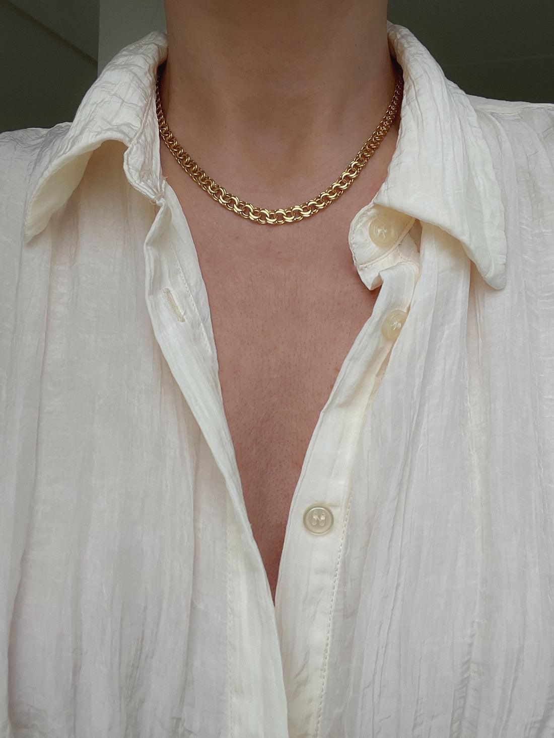 Magnificent Vintage 18K Gold Graduated Bismarck Necklace 16.75 Inches
