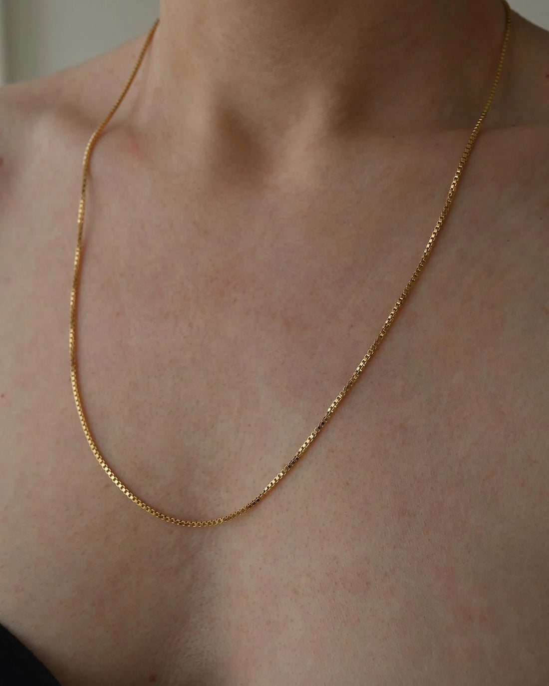 Classic Long 23 Inches 1980s Box Chain 18K Gold