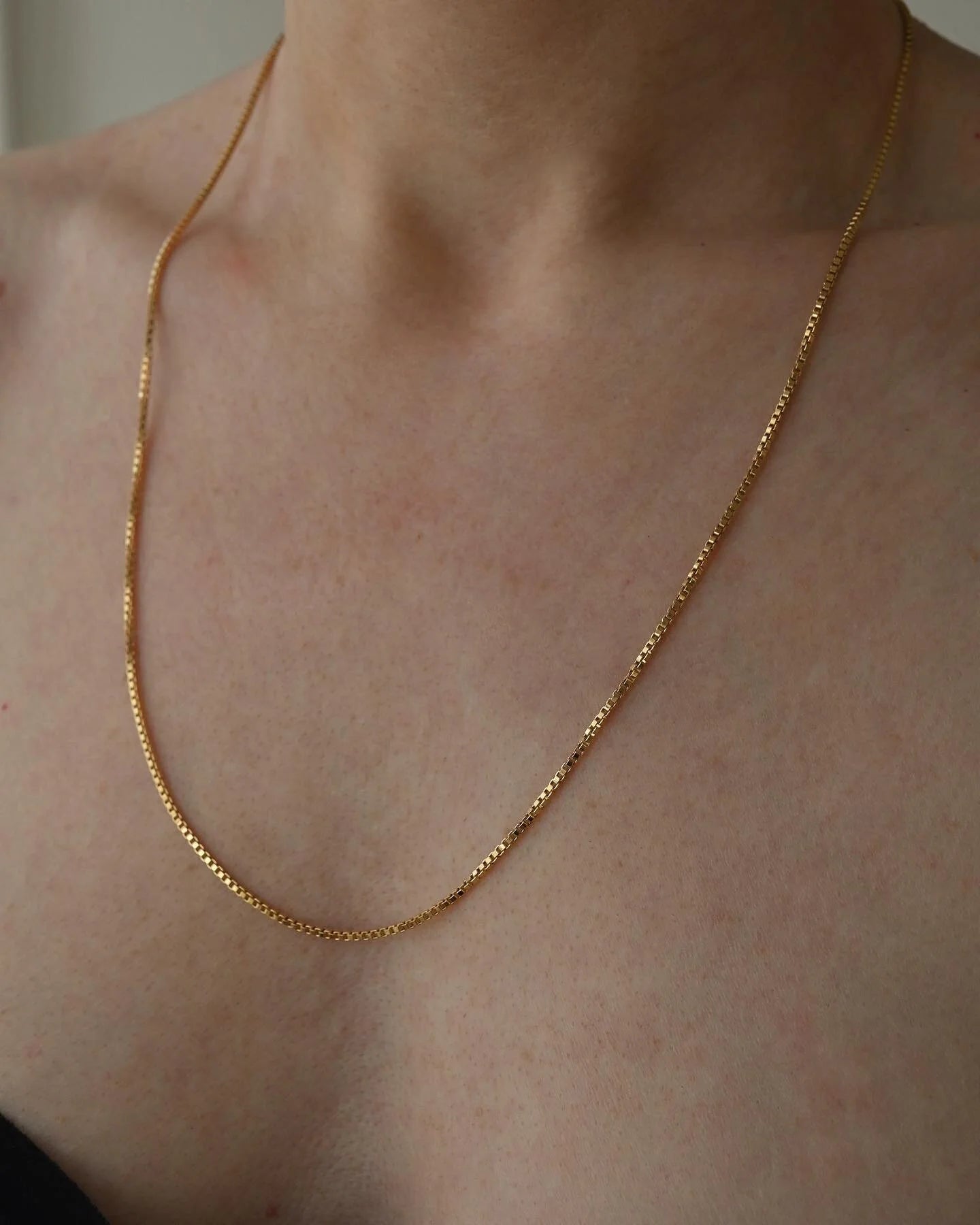Classic Long 23 Inches 1980s Box Chain 18K Gold