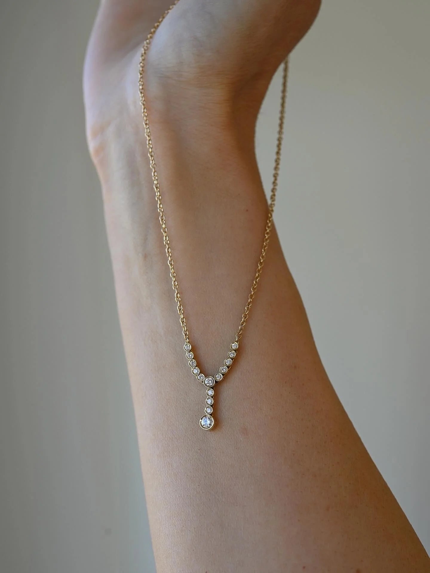 The Perfect 18K Solid Gold Diamond Drop Necklace