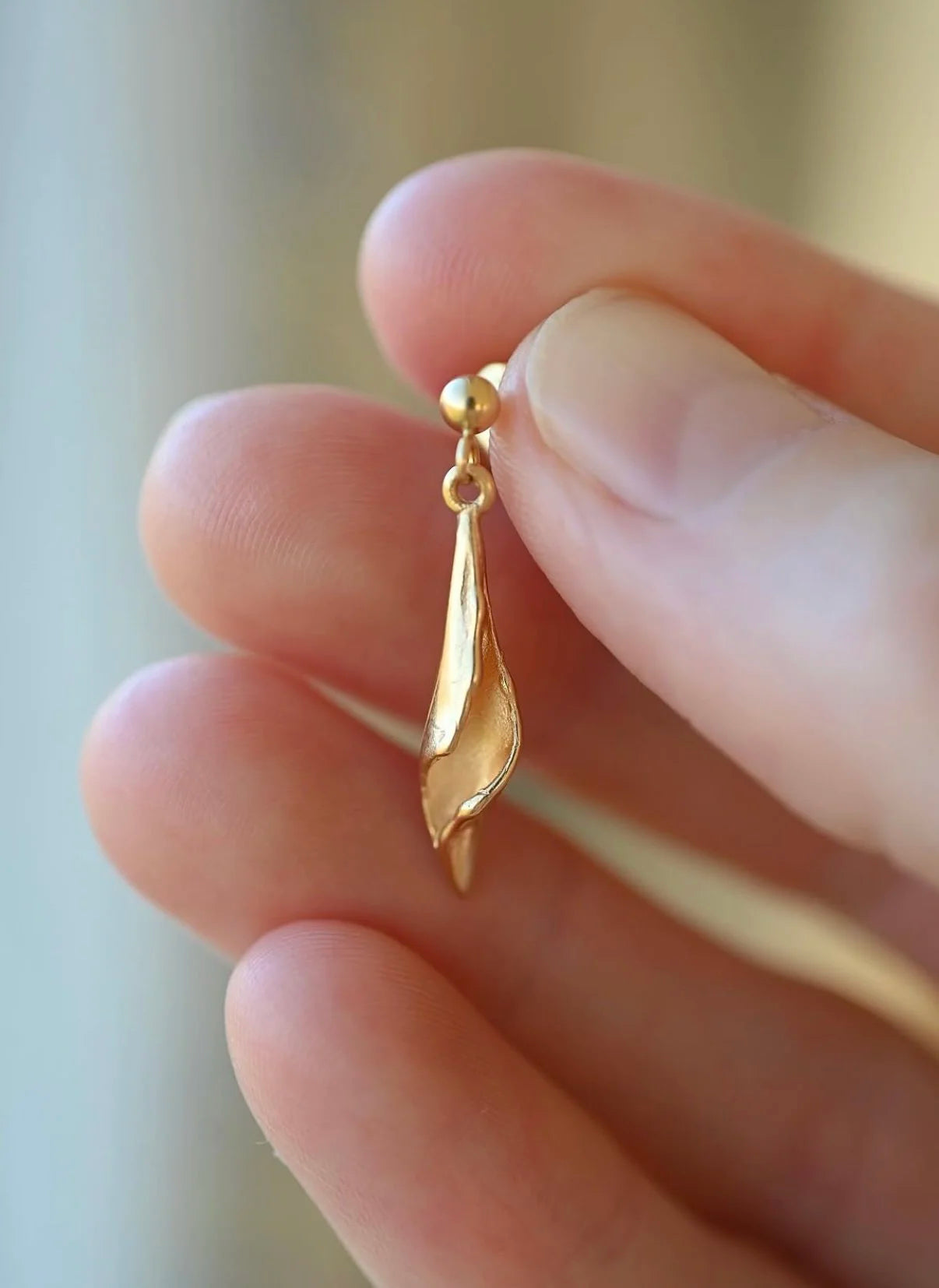 Sculptural One Of A Kind Vintage Earrings 1960 14K Gold