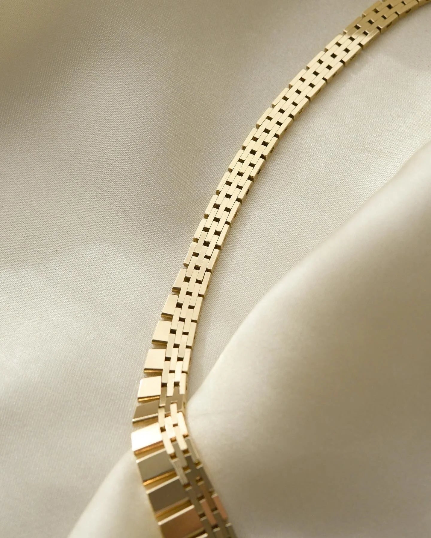 Sublime Danish Vintage Brick Link Necklace 16.1 Inches 1970s