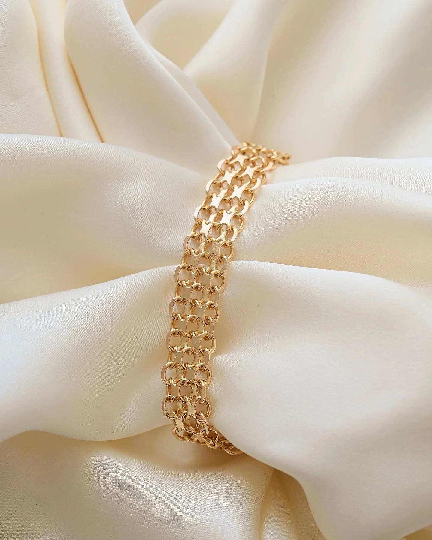 Beautiful Heavy Swedish X Link Bracelet 18K Gold