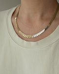 Stunning Mid Size Brick Line Necklace 18 Inches 14K Gold 1960s
