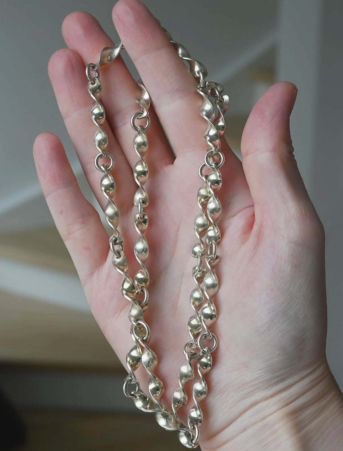 Scupltural Silver Vintage Goddess Chain