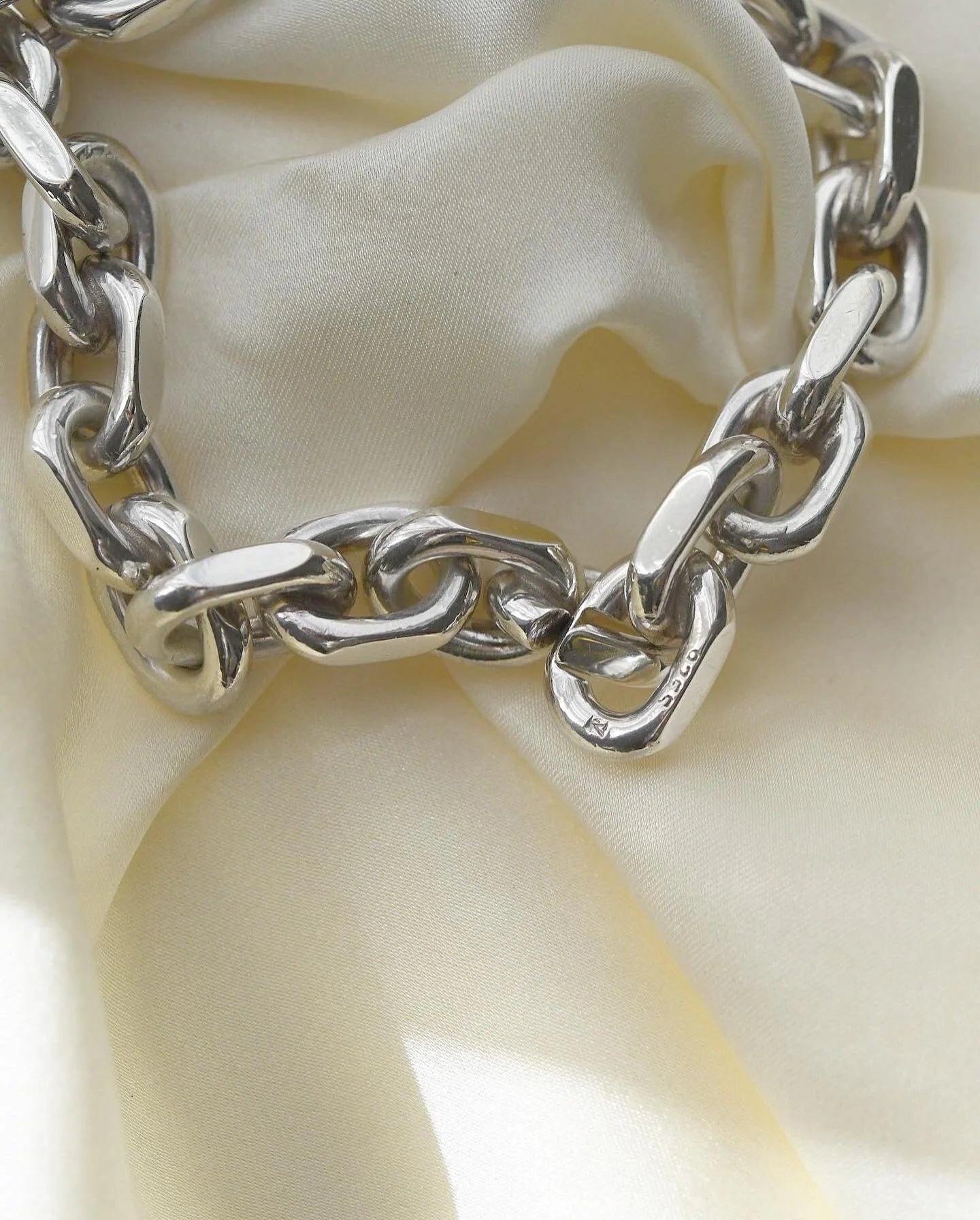 Gorg 72 Grams Danish Vintage Anchor Bracelet Sterling  Silver