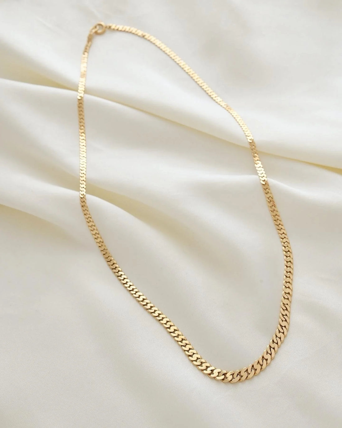Perfect Swedish Vintage Stacking Curb Link Necklace 18K Gold 1960