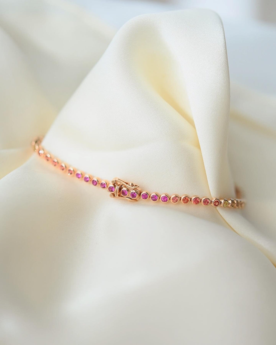 Estate Rainbow Sapphire Bracelet 18K Gold