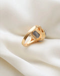 Big Ocean Blue Topaz Ring 18K Gold 1956