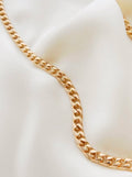 Sublime Big Double Sided Flat/Rounded Curb Link Necklace 18K Gold 1970s