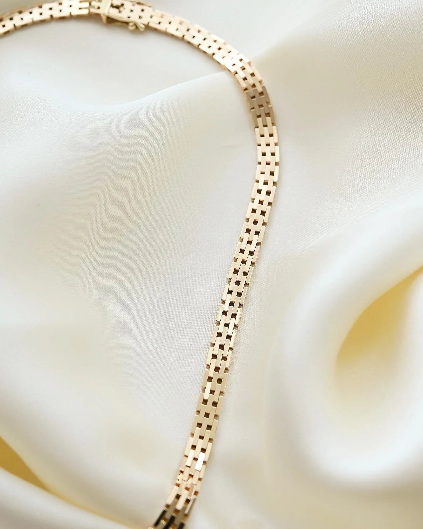 Beautiful Danish Brick Link Necklace by John Viggo Andersen 14K Gold 1960s